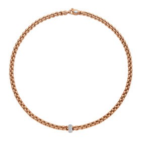         Roségold, Halsschmuck, FOPE Eka Flex'it Halskette mit Pavébesatz 72110CX_PB_R_XBX_043