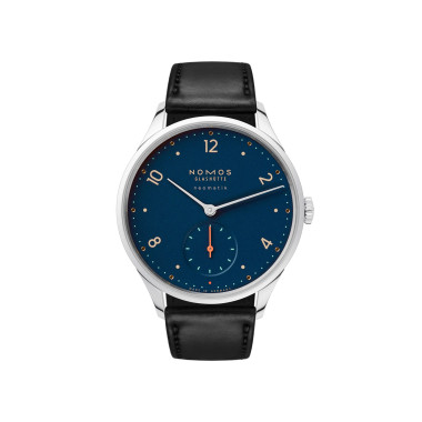         Damen- und Herrenuhr, Automatik, NOMOS Glashütte Minimatik nachtblau