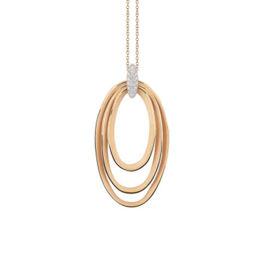         Roségold, Halsschmuck, Cammilli Dune Chic Pavé Anhänger mit Halskette