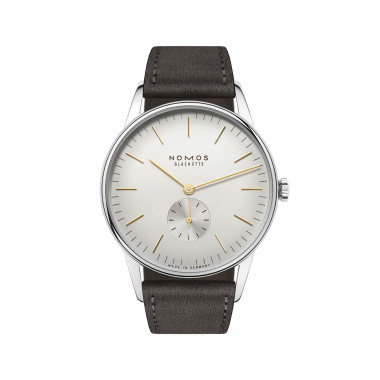         Damen- und Herrenuhr, Handaufzug, NOMOS Glashütte Orion 38 silber