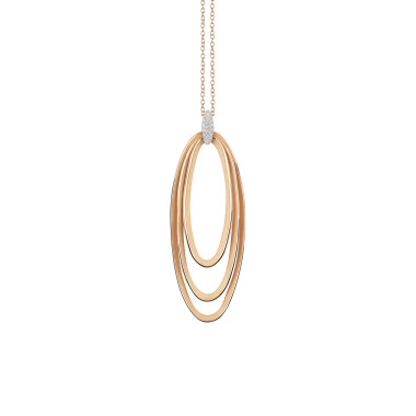         Roségold, Halsschmuck, Cammilli Dune Chic Pavé Anhänger mit Halskette