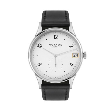        Damen- und Herrenuhr, Handaufzug, NOMOS Glashütte Minimatik 39 Datum