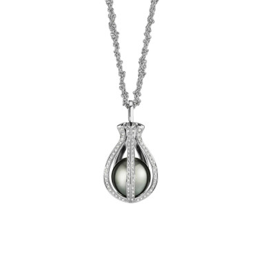         Weißgold, Halsschmuck, Gellner Wave Collier mit Einhänger