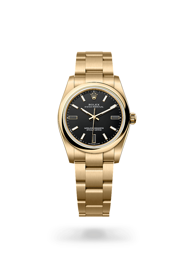 Rolex Oyster Perpetual 34 M124208-0001 Herrenuhr - Oyster, 34 mm, Gelbgold 